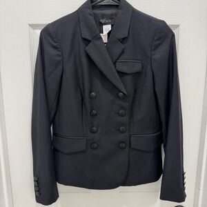 J.Crew Navy Nautical Military School Boy Wool Double Breasted Blazer Black sz 00